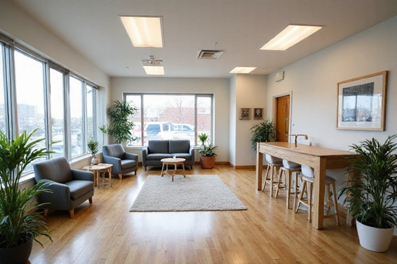 Vista panoramica dello studio che mostra l'ambiente accogliente e professionale.